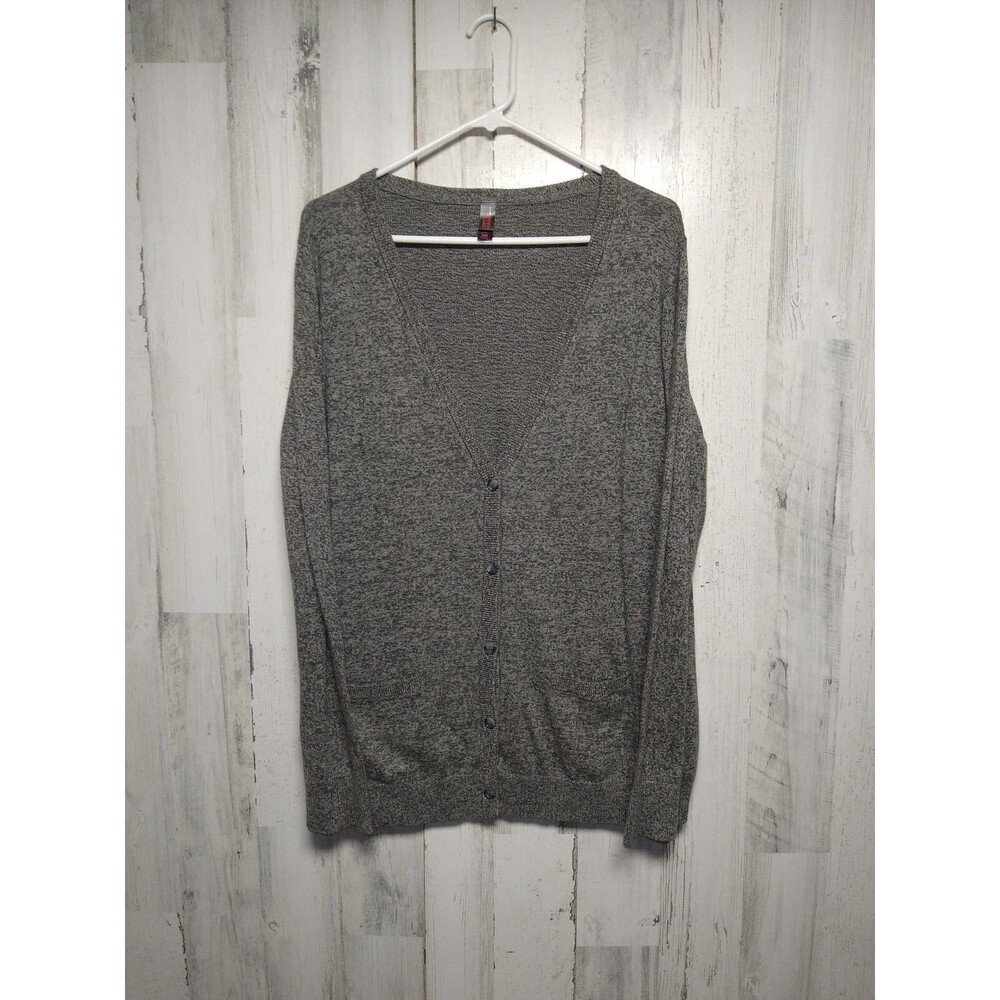 Womens District Made Size XL Gray Grandpa Cardigan Cotton Blend